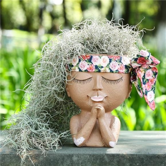 Face Planters Pots Succulent Planters Flower Pot Cute Head Planter Pot -Planters - Picture 6 of 7